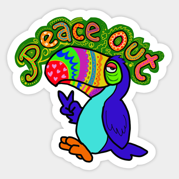 peace out toucan Sticker by wolfmanjaq